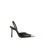 JW PEI Savannah Gold Tipped Slingback Pumps in Black | Heels | Luxury Shoes 