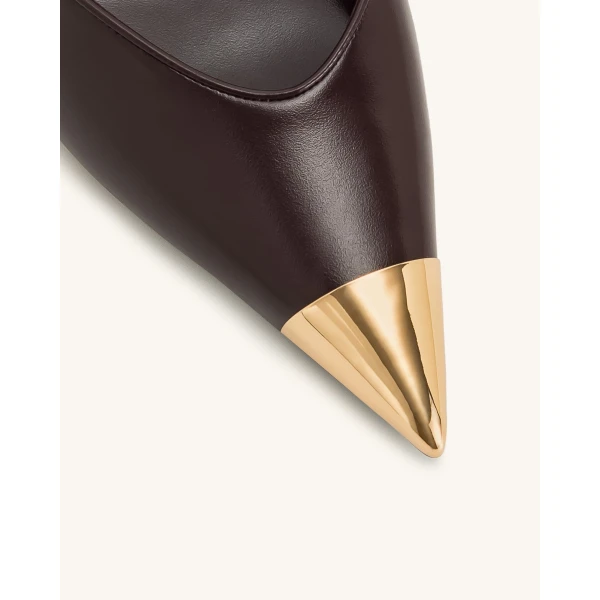 JW PEI Savannah Gold Tipped Slingback Pumps in Burgundy | Heels | Luxury Shoes 