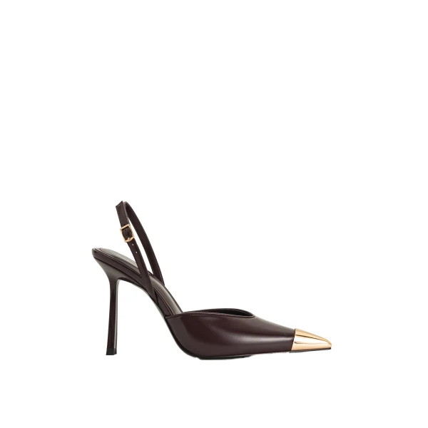 JW PEI Savannah Gold Tipped Slingback Pumps in Burgundy | Heels | Luxury Shoes 