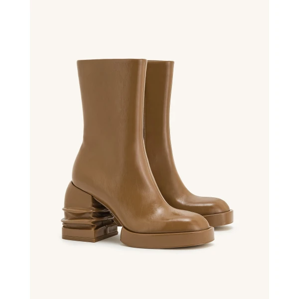JW PEI Saylor Round Toe Platform Ankle Boots in Brown | Boots | Luxury Shoes 