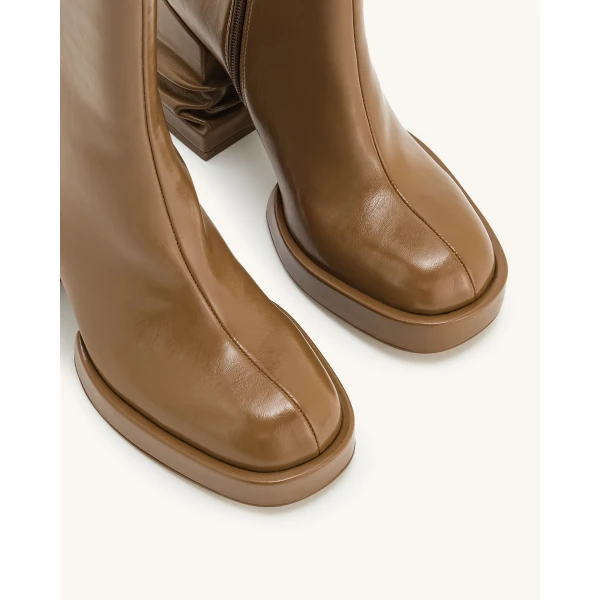 JW PEI Saylor Round Toe Platform Ankle Boots in Brown | Boots | Luxury Shoes 