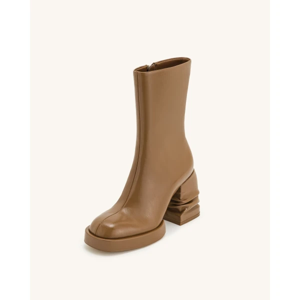 JW PEI Saylor Round Toe Platform Ankle Boots in Brown | Boots | Luxury Shoes 