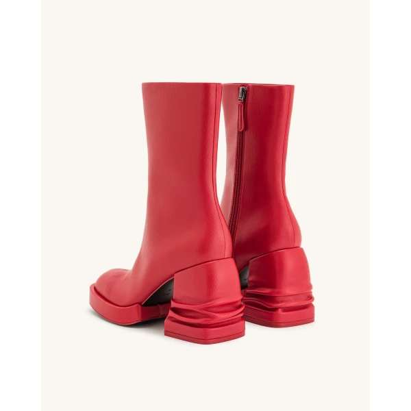 JW PEI Saylor Round Toe Platform Ankle Boots in Red | Boots | Luxury Shoes 