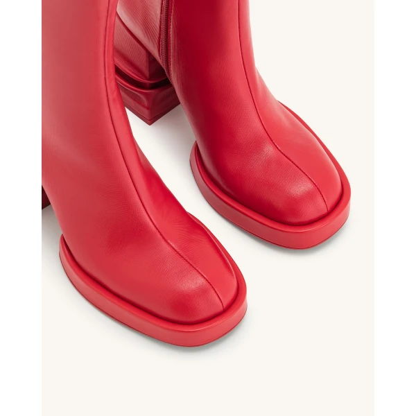 JW PEI Saylor Round Toe Platform Ankle Boots in Red | Boots | Luxury Shoes 