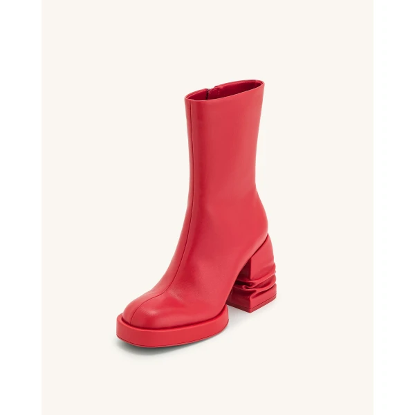 JW PEI Saylor Round Toe Platform Ankle Boots in Red | Boots | Luxury Shoes 
