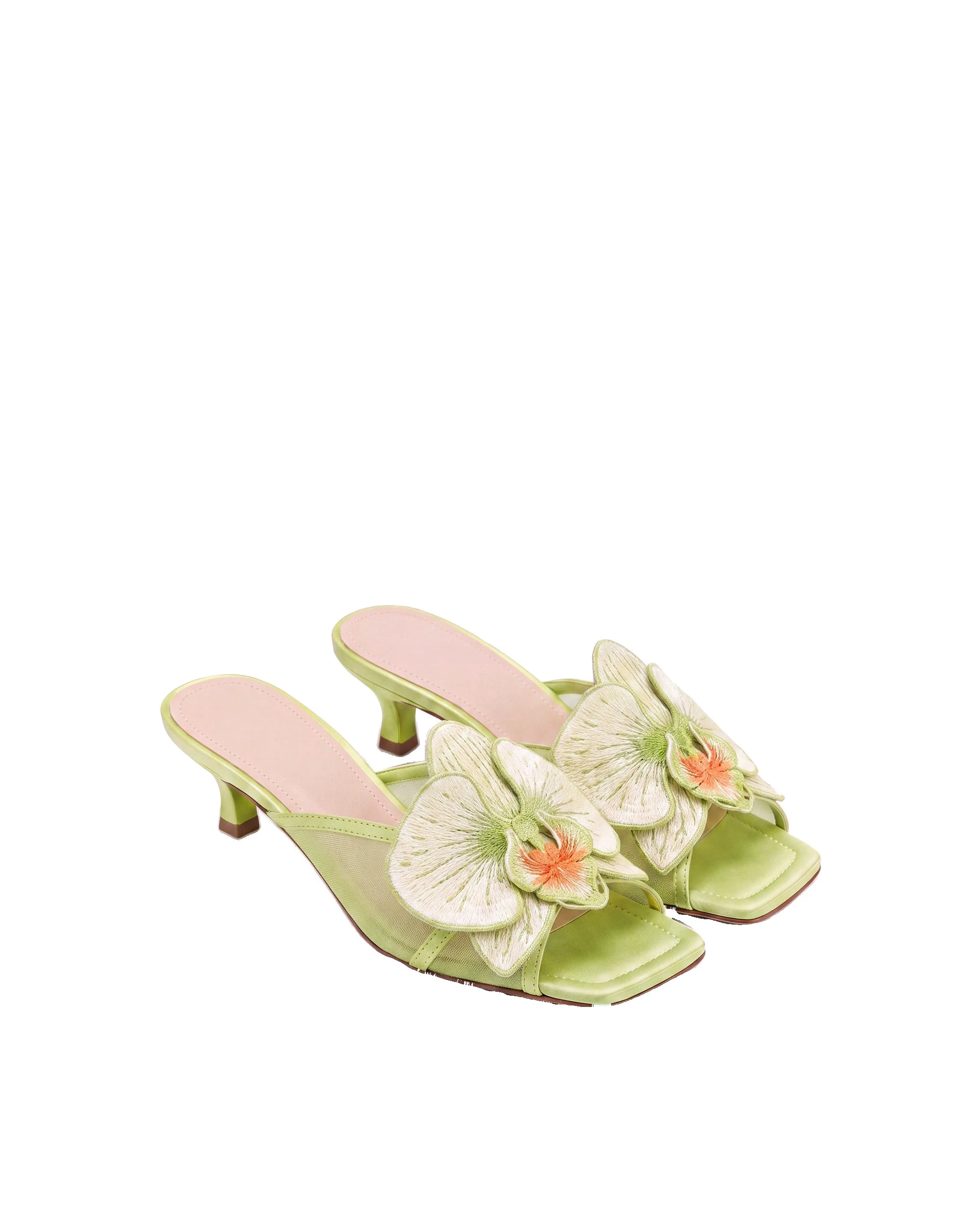 JW PEI Serena Oversized Orchid Embroidered Mules in Chartreuse JW PEI Serena Oversized Orchid Embroidered Mules in Chartreuse | Mules | Luxury Shoes