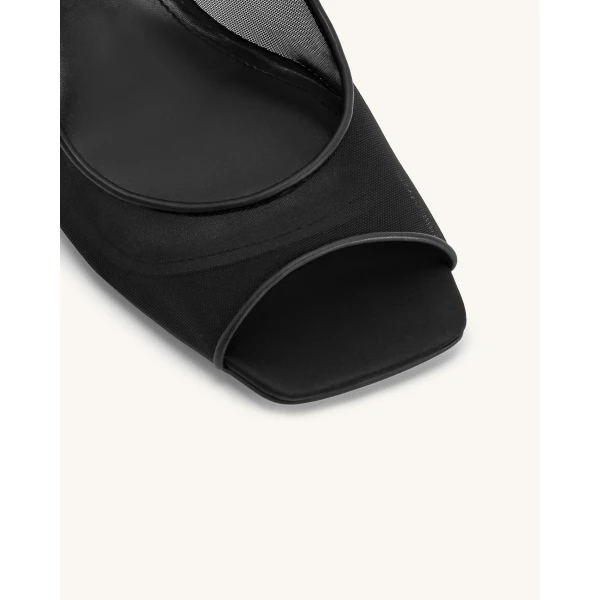 JW PEI Serenity Open Toe Mesh Slingback Sandals in Black | Sandals | Luxury Shoes 