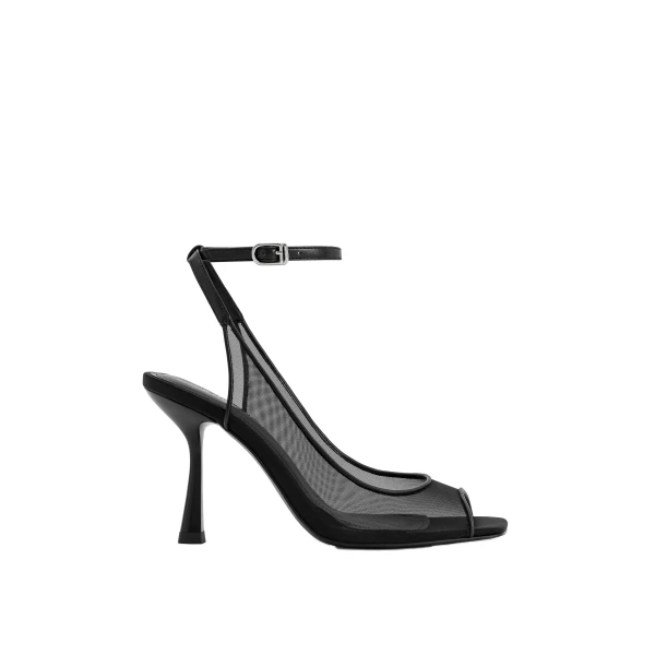 JW PEI Serenity Open Toe Mesh Slingback Sandals in Black | Sandals | Luxury Shoes 