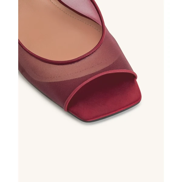 JW PEI Serenity Open Toe Mesh Slingback Sandals in Burgundy | Sandals | Luxury Shoes 