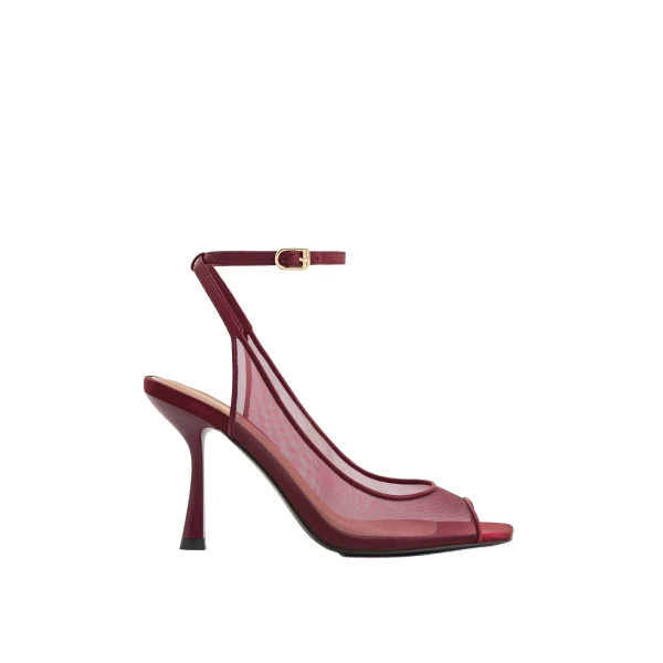 JW PEI Serenity Open Toe Mesh Slingback Sandals in Burgundy | Sandals | Luxury Shoes 