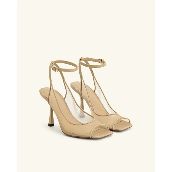 JW PEI Serenity Open Toe Mesh Slingback Sandals in Khaki | Sandals | Luxury Shoes 
