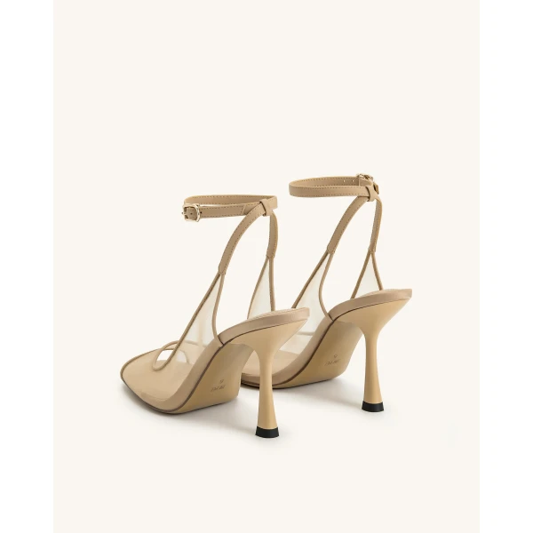 JW PEI Serenity Open Toe Mesh Slingback Sandals in Khaki | Sandals | Luxury Shoes 