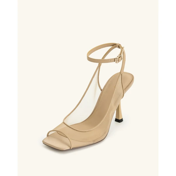JW PEI Serenity Open Toe Mesh Slingback Sandals in Khaki | Sandals | Luxury Shoes 