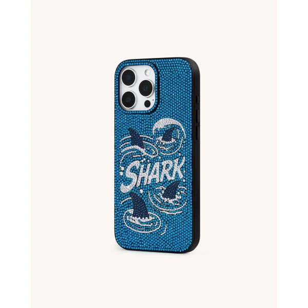 JW PEI Shark Blue Artificial Crystal Phone Case in Blue | Phone Cases | Luxury Shoes 