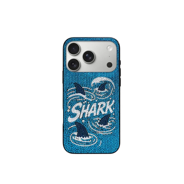 JW PEI Shark Blue Artificial Crystal Phone Case in Blue | Phone Cases | Luxury Shoes 