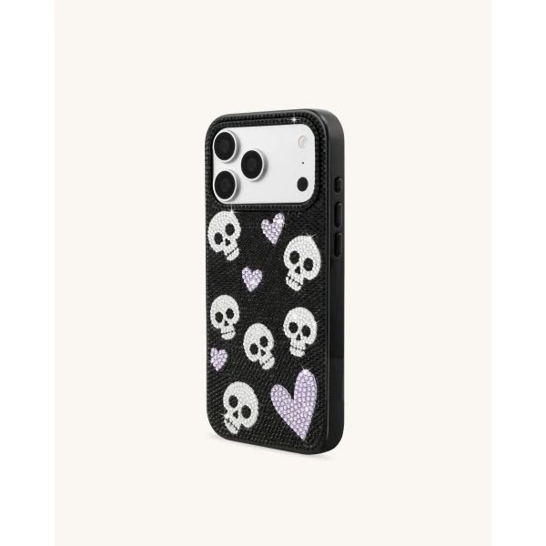 JW PEI Skull And Heart Rhinestone Phone Case in Black | Phone Cases | Luxury Shoes 