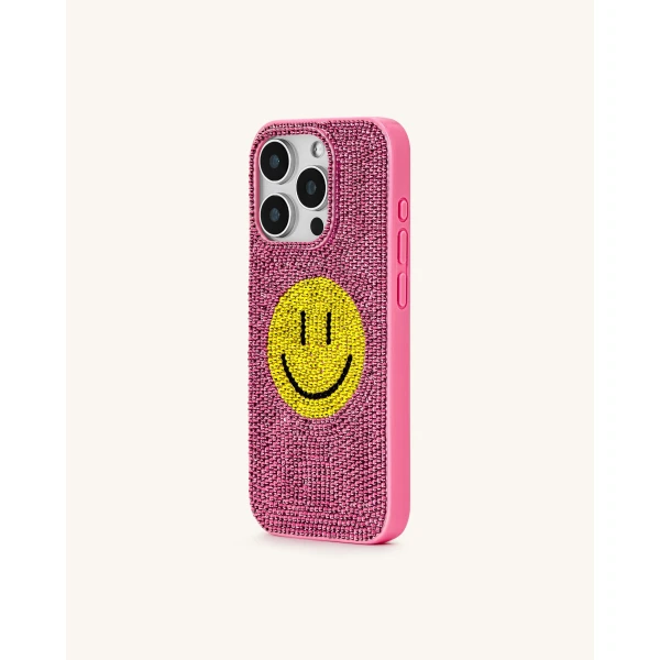 JW PEI Smile Face Artificial Crystal Phone Case in Pink | Phone Cases | Luxury Shoes 