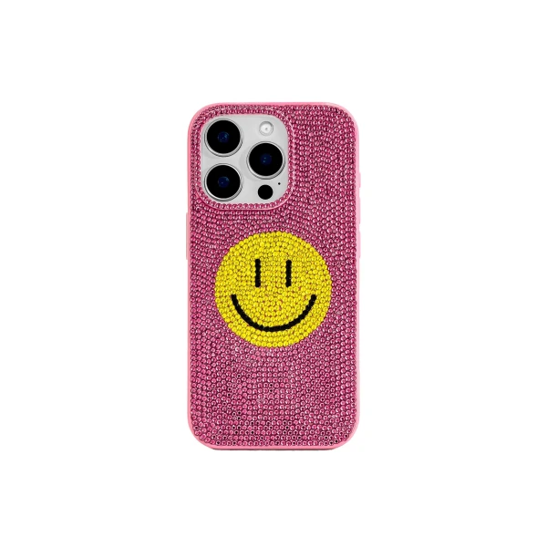 JW PEI Smile Face Artificial Crystal Phone Case in Pink | Phone Cases | Luxury Shoes 