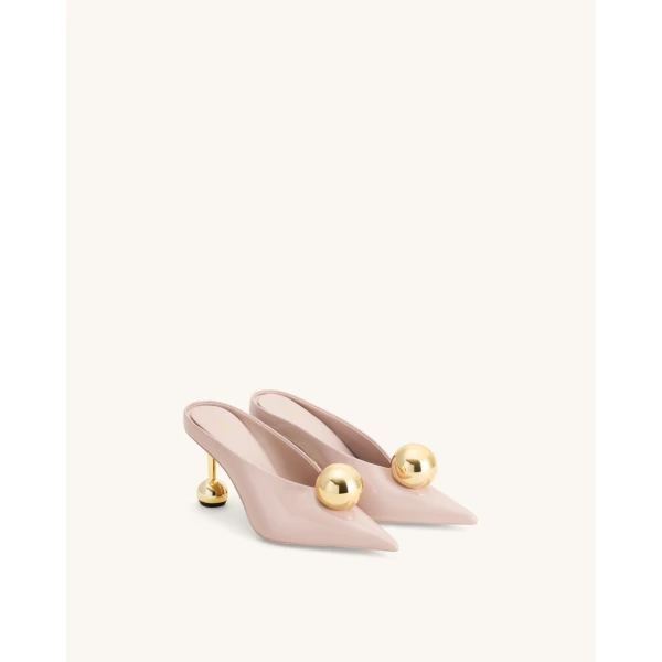 JW PEI Sofia Angled Vamp Heel Mules in Dusty Pink | Mules | Luxury Shoes 