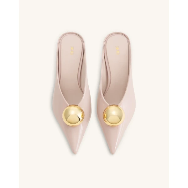 JW PEI Sofia Angled Vamp Heel Mules in Dusty Pink | Mules | Luxury Shoes 