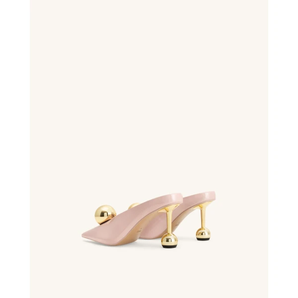 JW PEI Sofia Angled Vamp Heel Mules in Dusty Pink | Mules | Luxury Shoes 