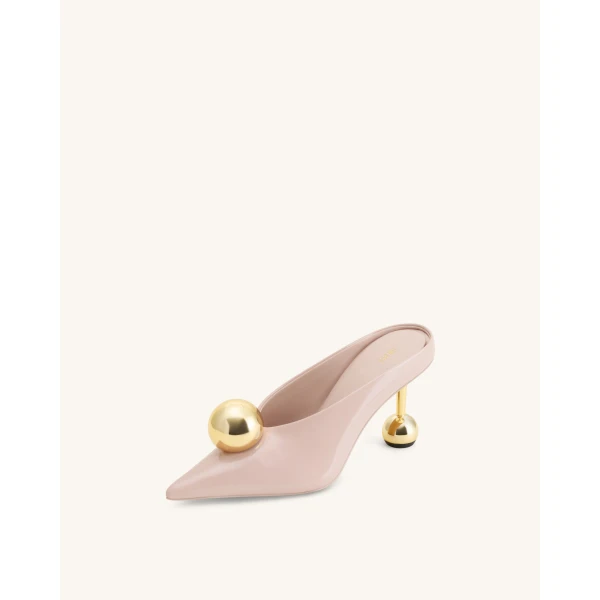 JW PEI Sofia Angled Vamp Heel Mules in Dusty Pink | Mules | Luxury Shoes 