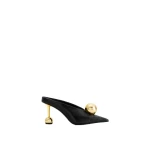 JW PEI Sofia Angled Vamp Snakeskin Heel Mules in Black | Mules | Luxury Shoes 