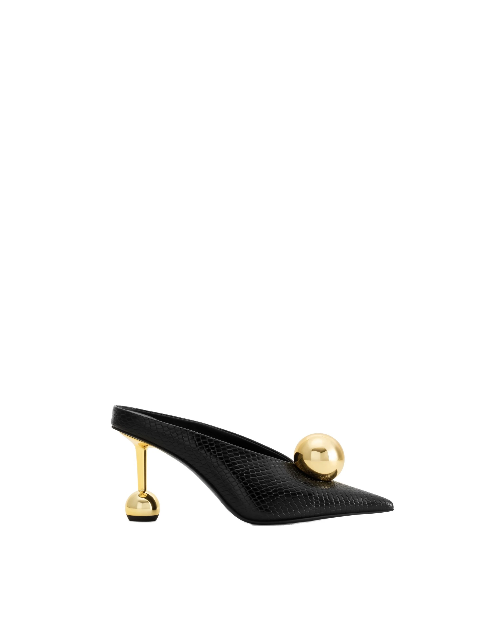 JW PEI Sofia Angled Vamp Snakeskin Heel Mules in Black JW PEI Sofia Angled Vamp Snakeskin Heel Mules in Black | Mules | Luxury Shoes