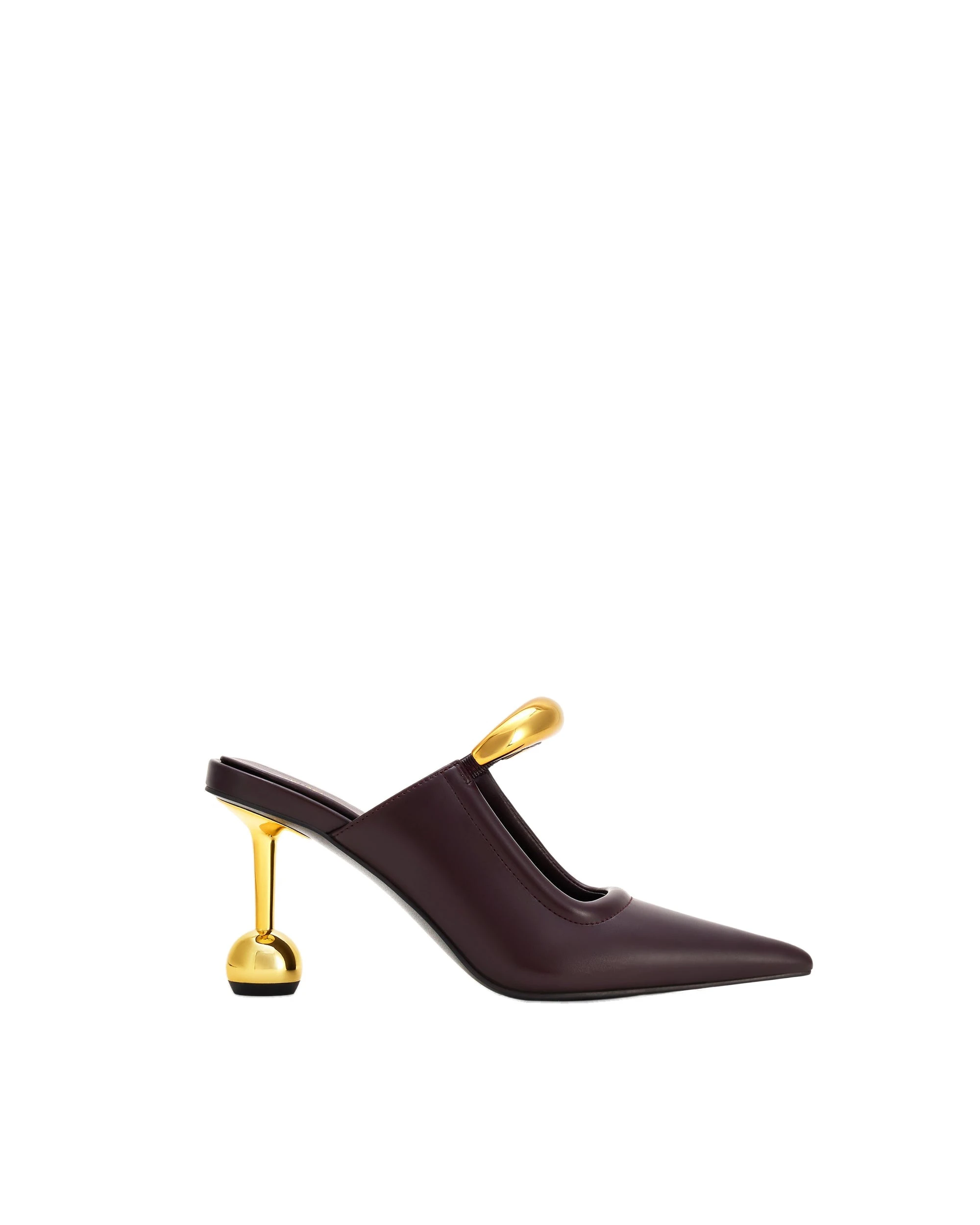 JW PEI Sofia Metal Accent Sphere Heel Mules in Deep Burgundy JW PEI Sofia Metal Accent Sphere Heel Mules in Deep Burgundy | Mules | Luxury Shoes