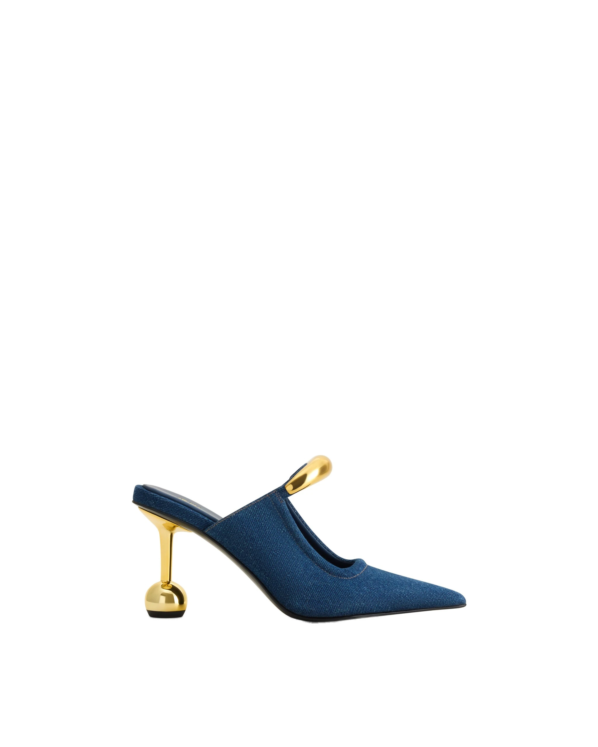 JW PEI Sofia Metal Accent Sphere Heel Mules in Denim Blue JW PEI Sofia Metal Accent Sphere Heel Mules in Denim Blue | Mules | Luxury Shoes
