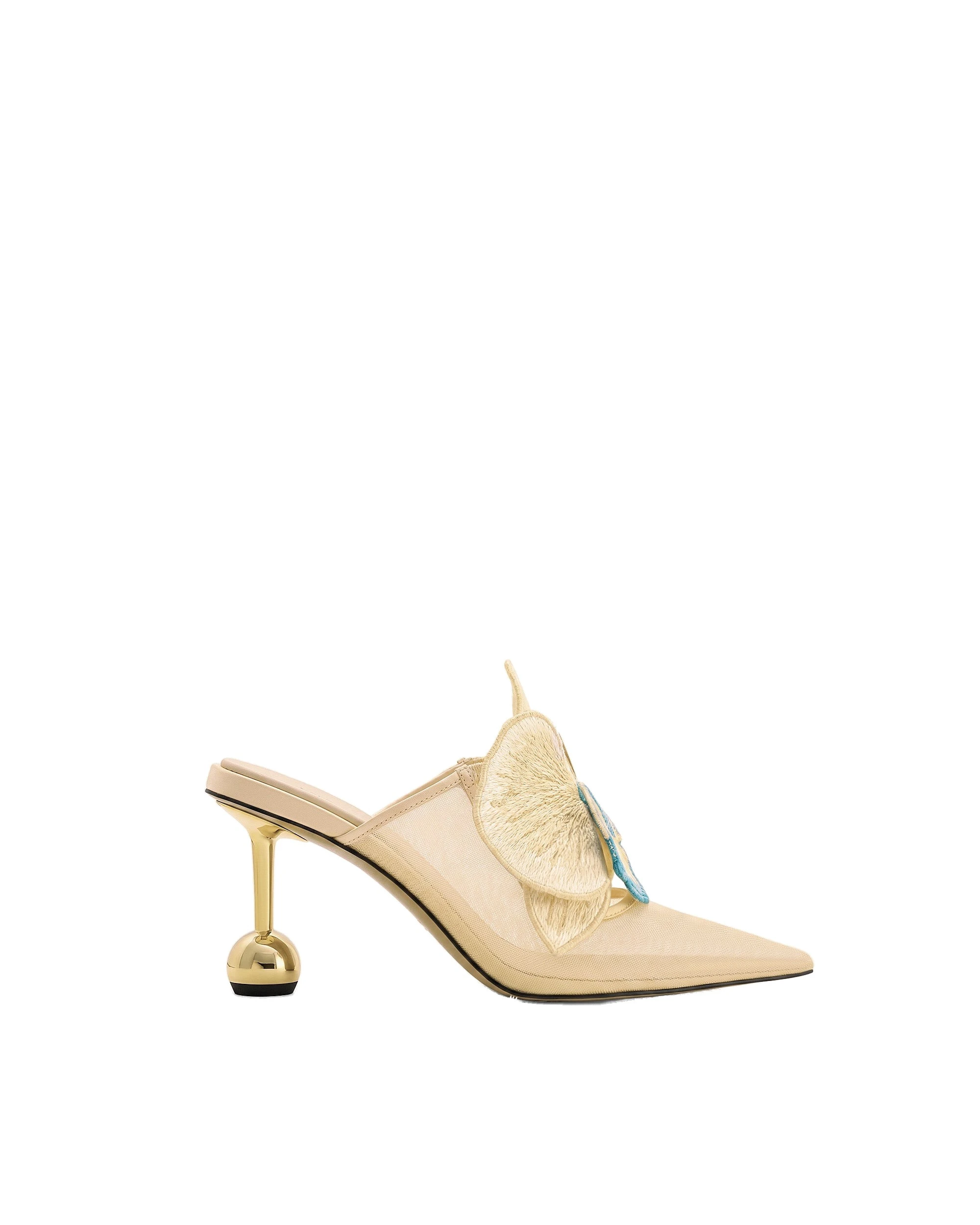 JW PEI Sofia Orchid Sphere Heel Mules in Beige JW PEI Sofia Orchid Sphere Heel Mules in Beige | Mules | Luxury Shoes