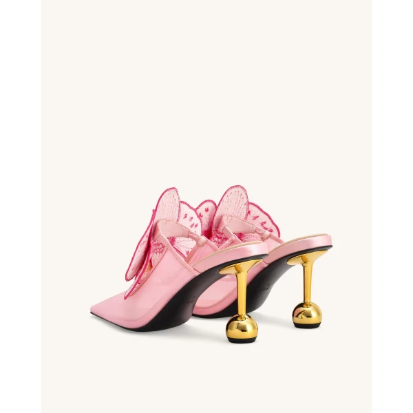 JW PEI Sofia Orchid Sphere Heel Mules in Pink | Mules | Luxury Shoes 
