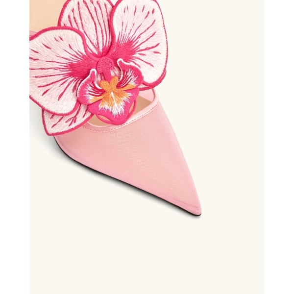 JW PEI Sofia Orchid Sphere Heel Mules in Pink | Mules | Luxury Shoes 