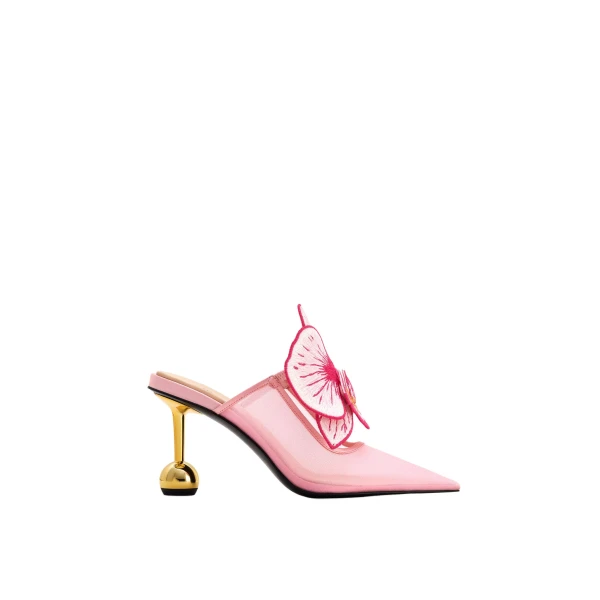 JW PEI Sofia Orchid Sphere Heel Mules in Pink | Mules | Luxury Shoes 