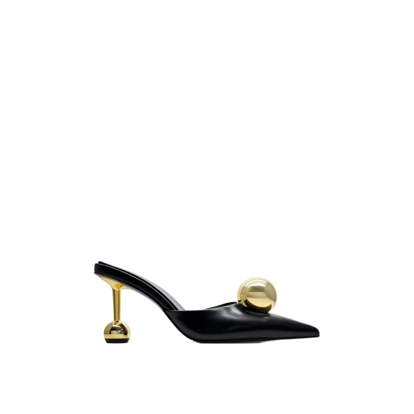 JW PEI Sofia Sphere Heel Mules in Black | Mules | Luxury Shoes 