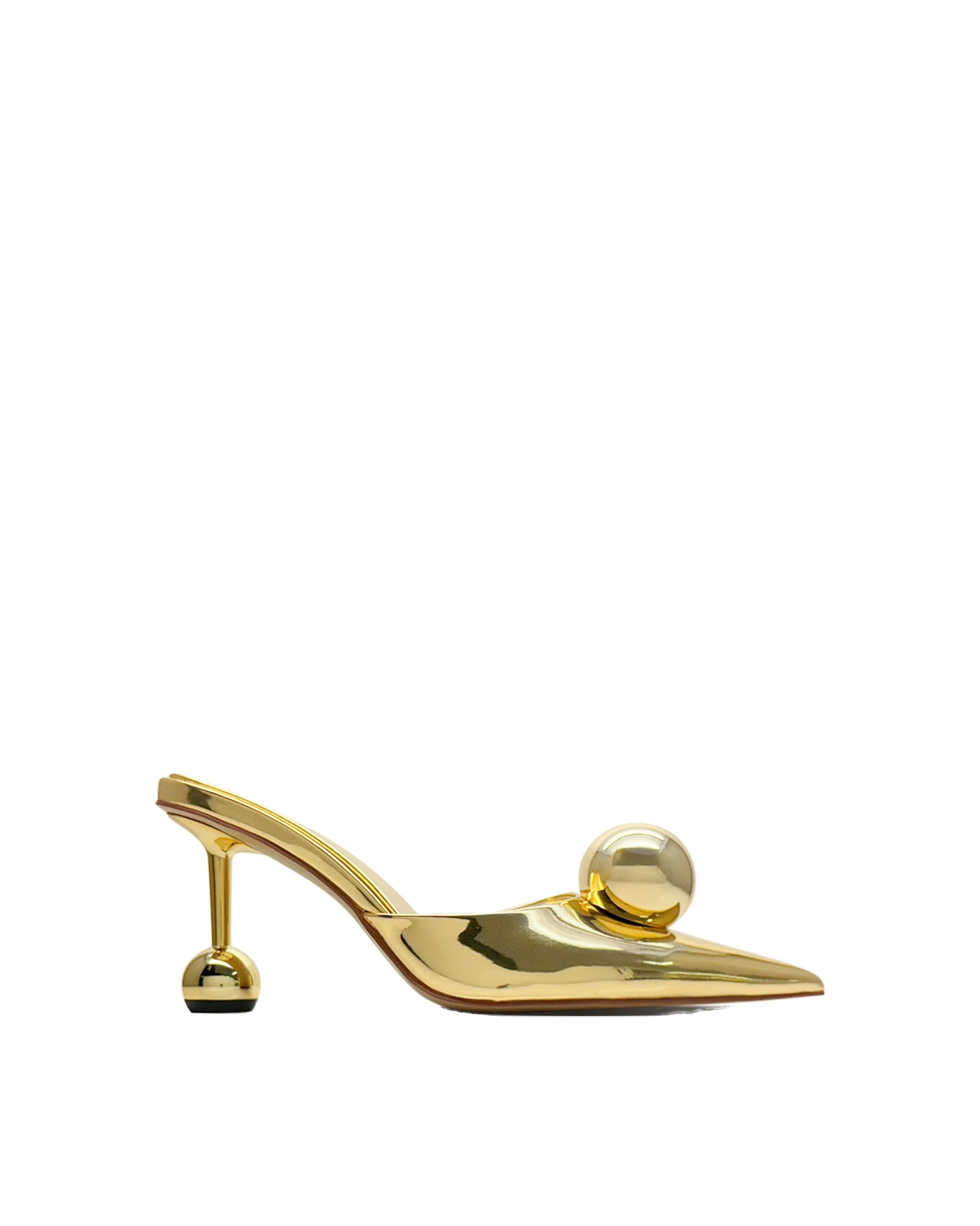 JW PEI Sofia Sphere Heel Mules in Gold JW PEI Sofia Sphere Heel Mules in Gold | Mules | Luxury Shoes