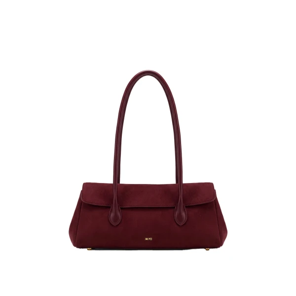 JW PEI Solenne Faux Suede East-West Shoulder Bag in Claret | Shoulder & Crossbody Bags | Luxury Shoes 