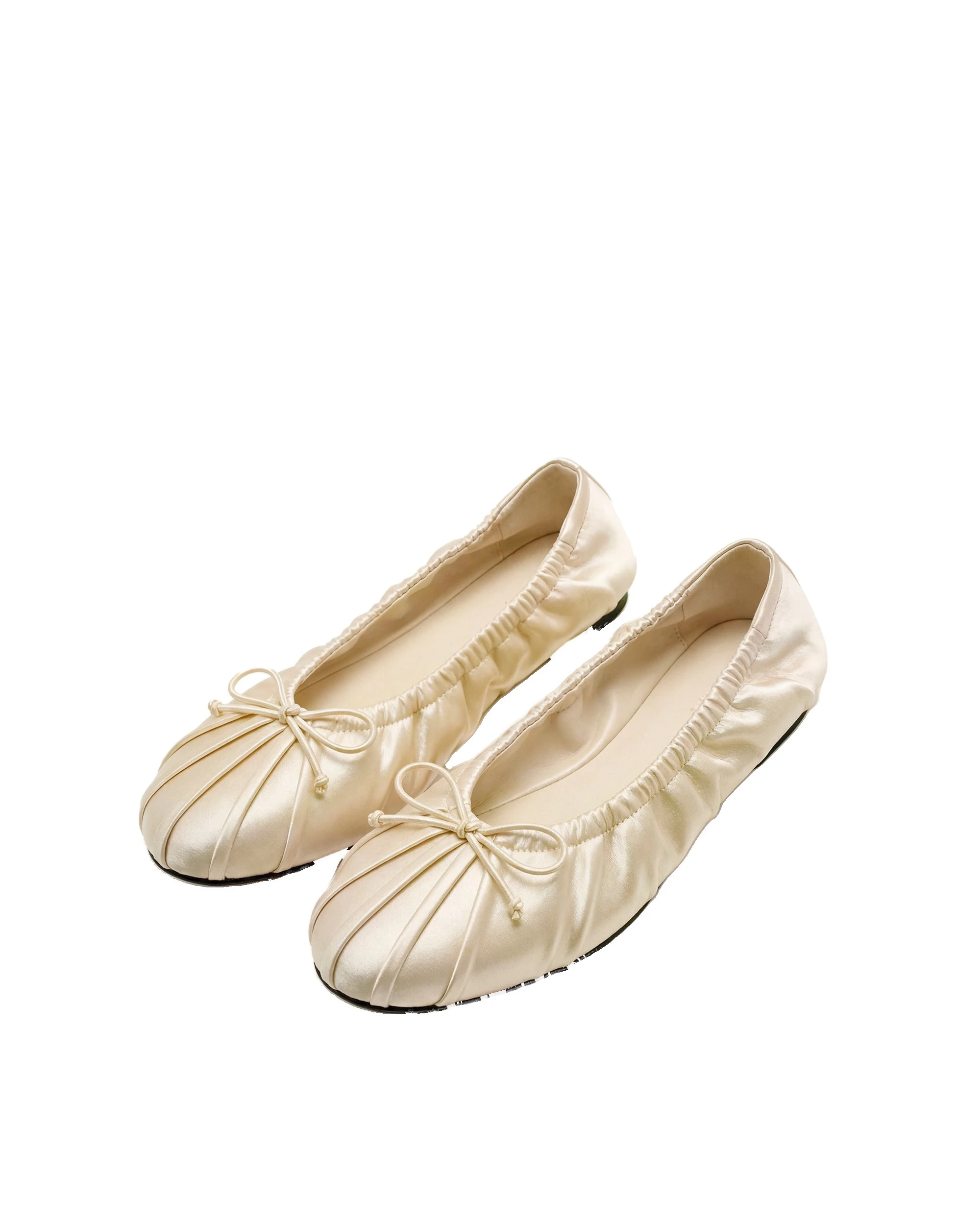 JW PEI Solenne Ruched Drawstring Satin Ballet Flats in Beige JW PEI Solenne Ruched Drawstring Satin Ballet Flats in Beige | Flats | Luxury Shoes