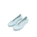 JW PEI Solenne Ruched Drawstring Satin Ballet Flats in Blue | Flats | Luxury Shoes 