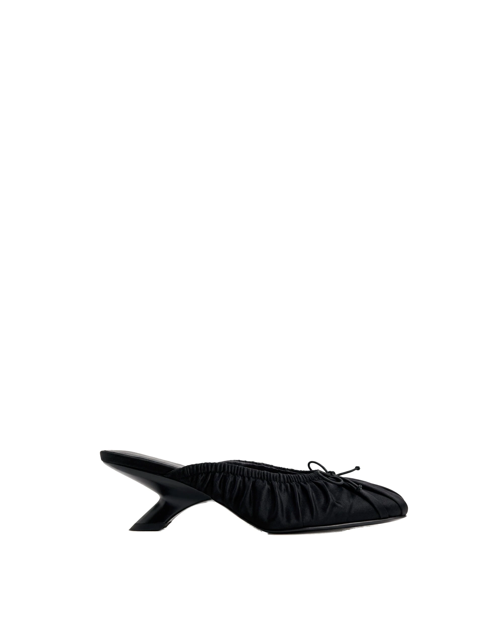 JW PEI Solenne Satin Bow Ruched Mules in Black JW PEI Solenne Satin Bow Ruched Mules in Black | Mules | Luxury Shoes