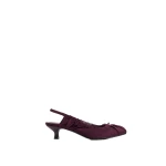 JW PEI Solenne Satin Bow Ruched Slingback Pumps in Burgundy | Heels | Luxury Shoes 