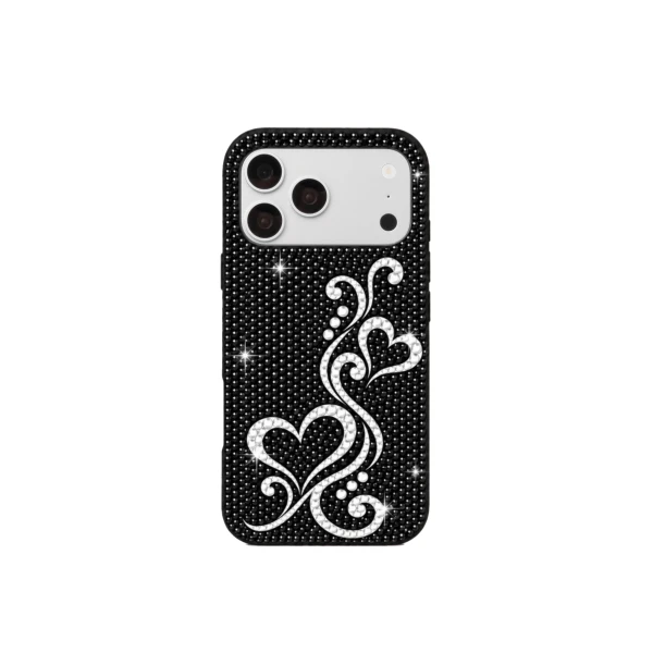 JW PEI Sparkling Heart Artificial Crystal Phone Case in Black | Phone Cases | Luxury Shoes 