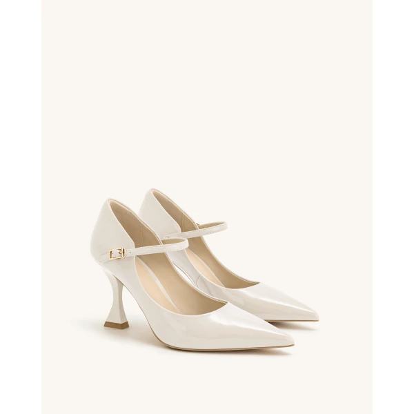 JW PEI Thalina Patent Vegan Leather Pumps in Beige | Heels | Luxury Shoes 