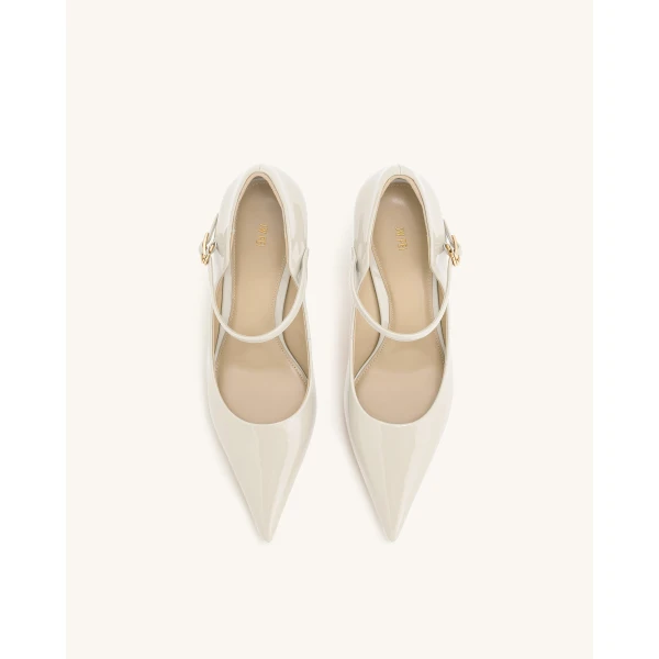 JW PEI Thalina Patent Vegan Leather Pumps in Beige | Heels | Luxury Shoes 