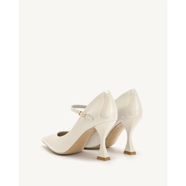 JW PEI Thalina Patent Vegan Leather Pumps in Beige | Heels | Luxury Shoes 
