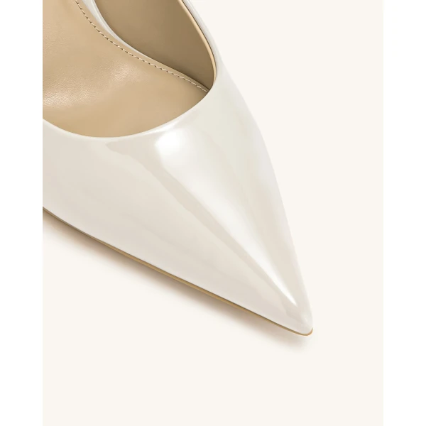 JW PEI Thalina Patent Vegan Leather Pumps in Beige | Heels | Luxury Shoes 