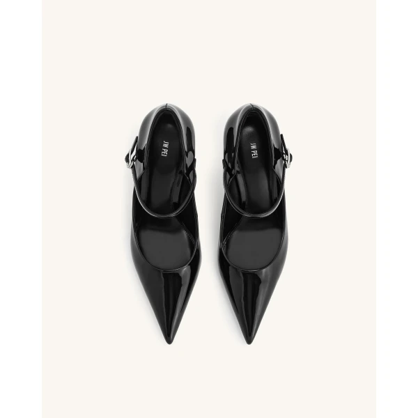 JW PEI Thalina Patent Vegan Leather Pumps in Black | Heels | Luxury Shoes 