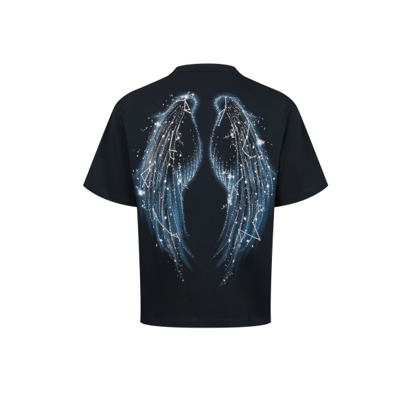The Seraphic Starry Wing Graphic Tee in Black