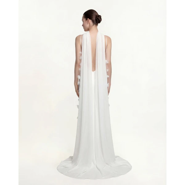 JW PEI Tulle Cape Shawl in White | Scarves | Luxury Shoes 