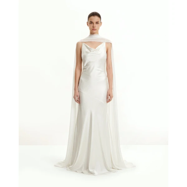 JW PEI Tulle Cape Shawl in White | Scarves | Luxury Shoes 